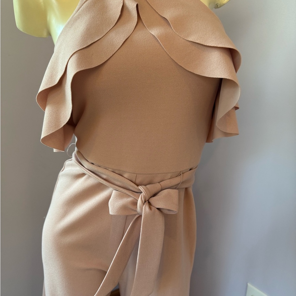 Avec Les Filles Blush Jumpsuit with Ruffle and Tie Waist